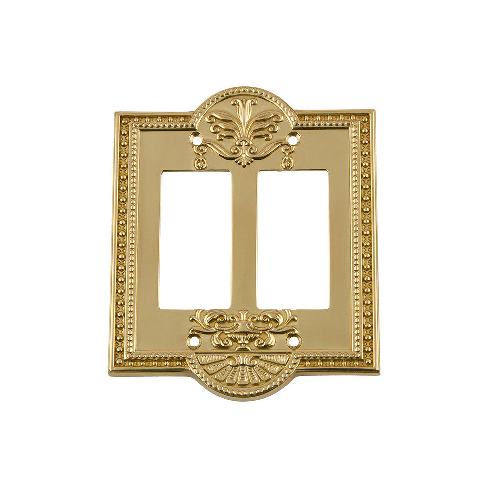 Nostalgic Warehouse 719930: Meadows Double Rocker Switchplate - Polished Brass