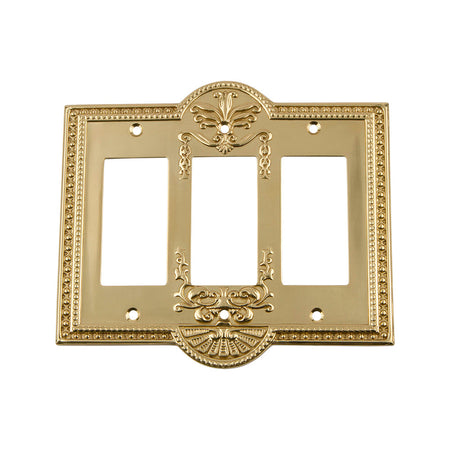 Nostalgic Warehouse 719931: Meadows Triple Rocker Switchplate - Polished Brass