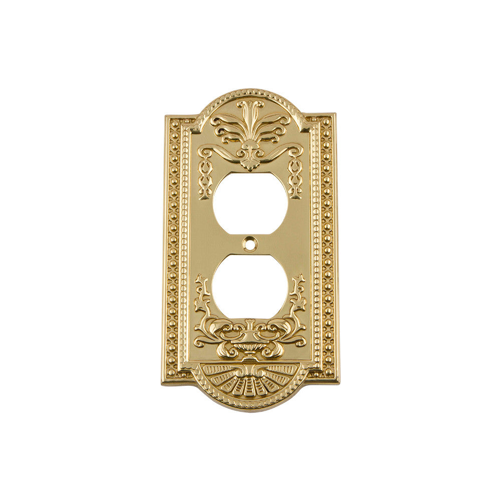 Nostalgic Warehouse 719932: Meadows Single Duplex Switchplate - Polished Brass