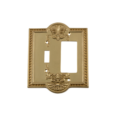Nostalgic Warehouse 719934: Meadows Single Toggle/Single Rocker Combination Switchplate - Polished Brass