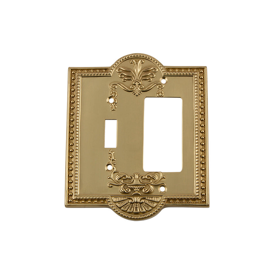 Nostalgic Warehouse 719934: Meadows Single Toggle/Single Rocker Combination Switchplate - Polished Brass