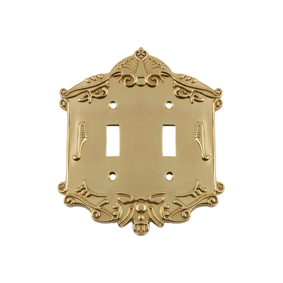 Nostalgic Warehouse 719939: Victorian Double Toggle Switchplate - Polished Brass