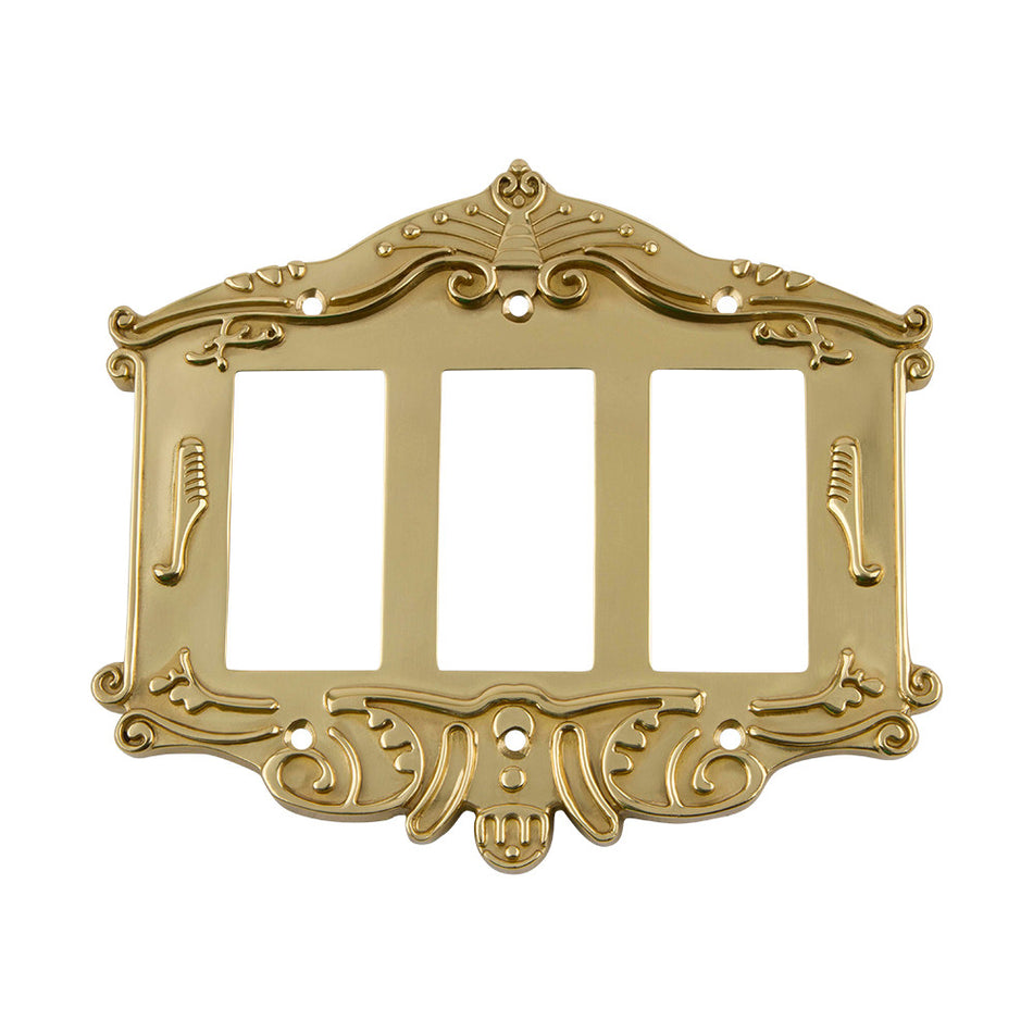 Nostalgic Warehouse 719943: Victorian Triple Rocker Switchplate - Polished Brass