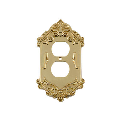 Nostalgic 719944: Victorian Single Duplex Switchplate - Polished Brass