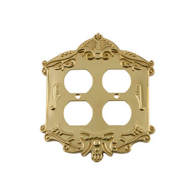 Nostalgic 719945: Victorian Double Duplex Switchplate - Polished Brass
