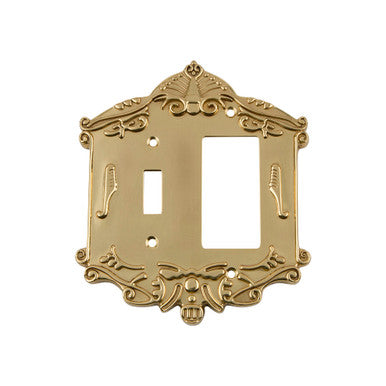 Nostalgic 719946: Victorian Single Toggle/Single Rocker Combination Switchplate - Polished Brass