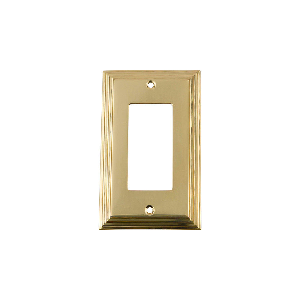 Nostalgic Warehouse 719953: Deco Single Rocker Switchplate - Polished Brass