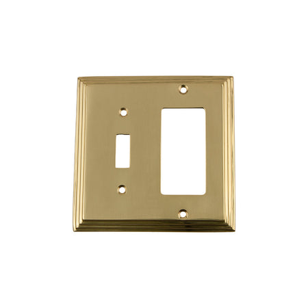 Nostalgic Warehouse 719958: Deco Single Toggle/Single Rocker Combination Switchplate - Polished Brass