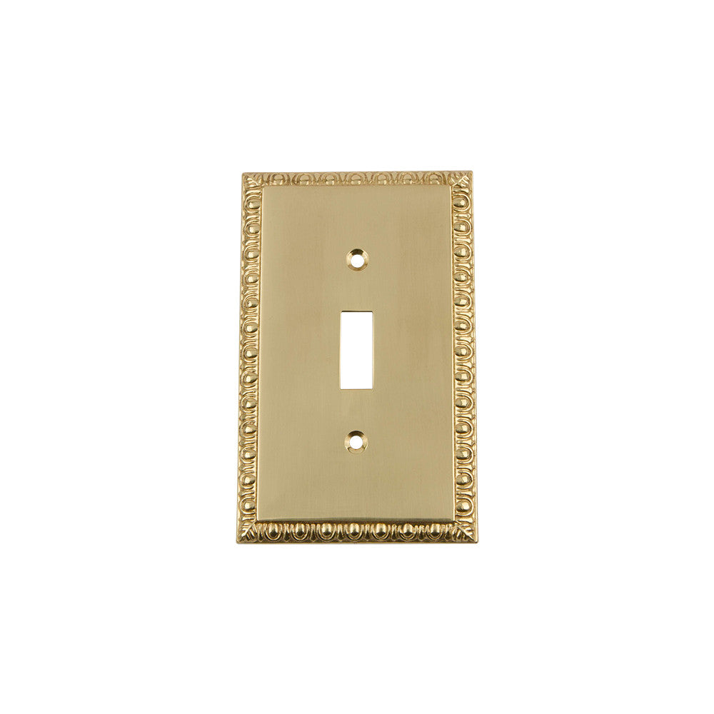 Nostalgic Warehouse 719974: Egg & Dart Single Toggle Switchplate - Polished Brass