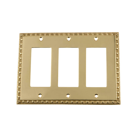 Nostalgic Warehouse 719979: Egg & Dart Triple Rocker Switchplate - Polished Brass