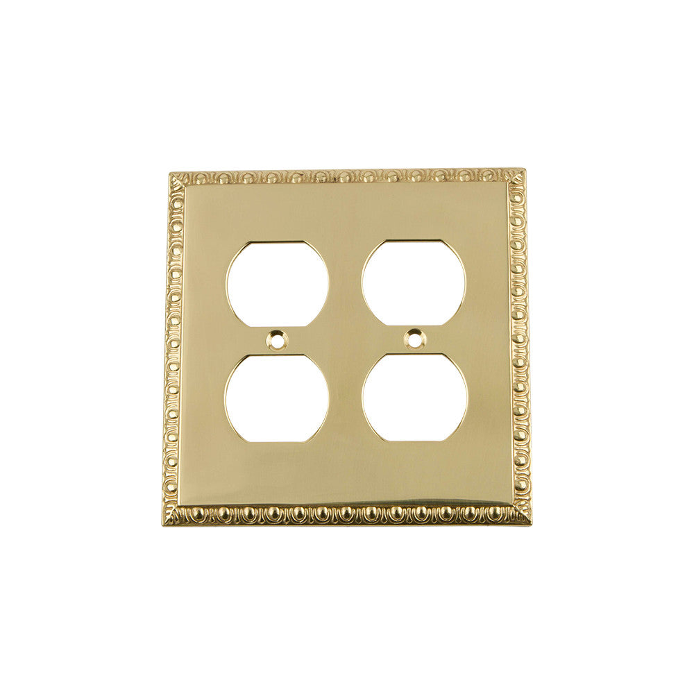 Nostalgic Warehouse 719981: Egg & Dart Double Duplex Switchplate - Polished Brass