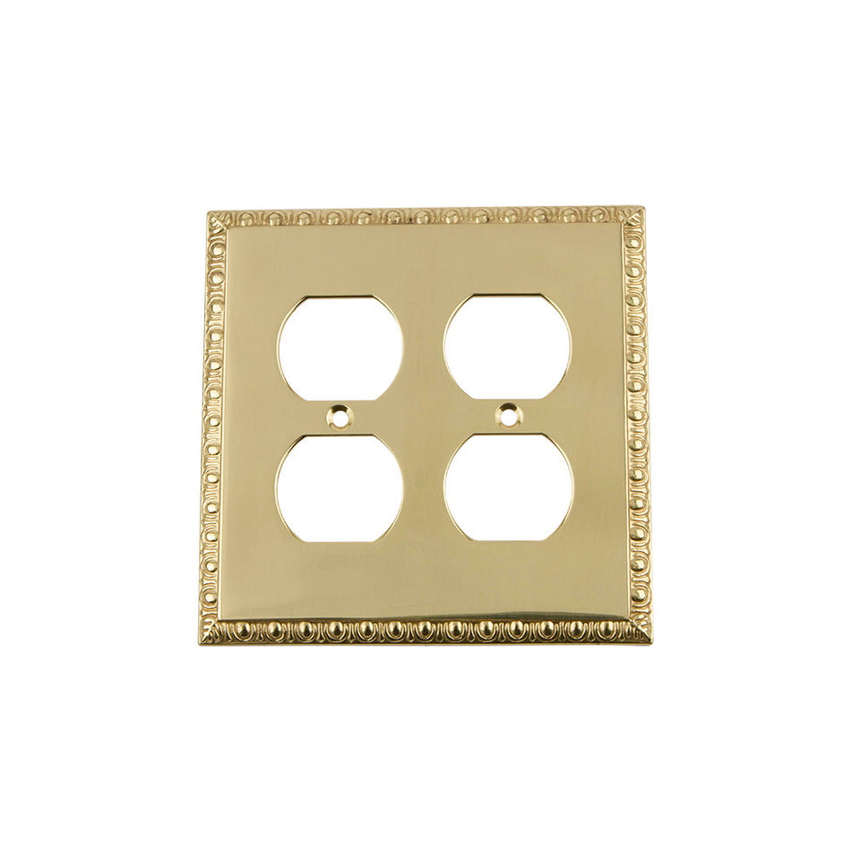 Nostalgic Warehouse 719981: Egg & Dart Double Duplex Switchplate - Polished Brass