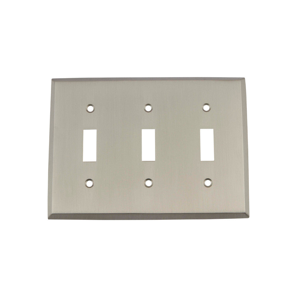 Nostalgic Warehouse 719988: New York Triple Toggle Switchplate - Satin Nickel