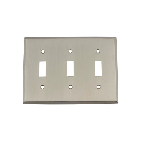 Nostalgic Warehouse 719988: New York Triple Toggle Switchplate - Satin Nickel