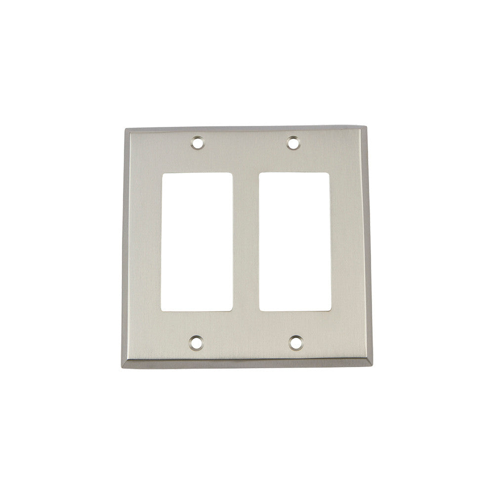 Nostalgic Warehouse 719990: New York Double Rocker Switchplate - Satin Nickel