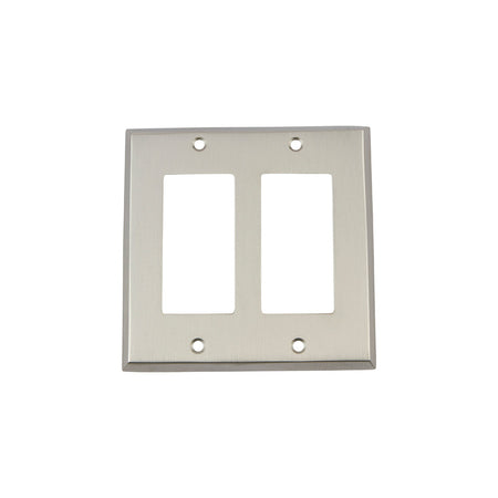 Nostalgic Warehouse 719990: New York Double Rocker Switchplate - Satin Nickel
