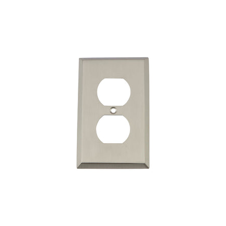Nostalgic Warehouse 719992: New York Single Duplex Switchplate - Satin Nickel