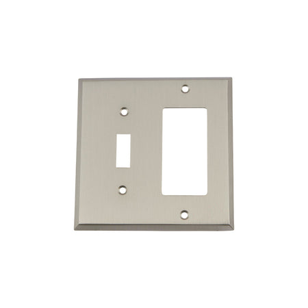 Nostalgic Warehouse 719994: New York Single Toggle/Single Rocker Combination Switchplate - Satin Nickel