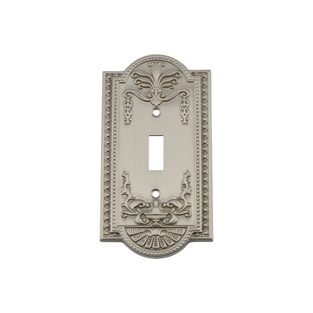 Nostalgic Warehouse 719998: Meadows Single Toggle Switchplate - Satin Nickel