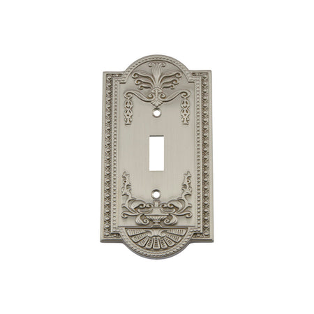 Nostalgic Warehouse 719998: Meadows Single Toggle Switchplate - Satin Nickel