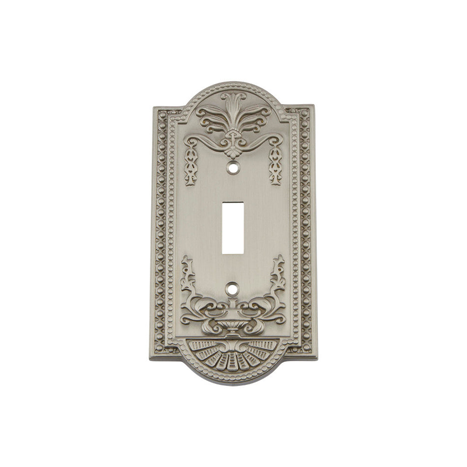 Nostalgic Warehouse 719998: Meadows Single Toggle Switchplate - Satin Nickel