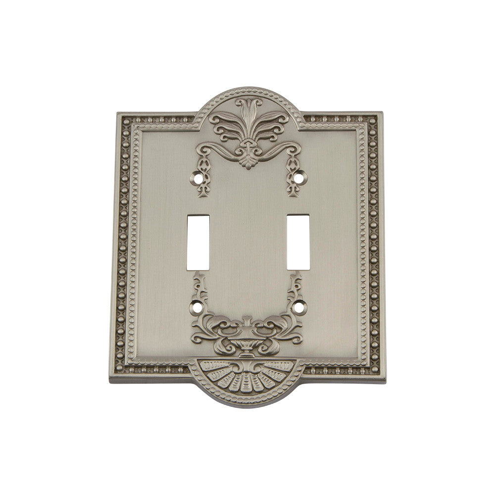 Nostalgic Warehouse 719999: Meadows Double Toggle Switchplate - Satin Nickel