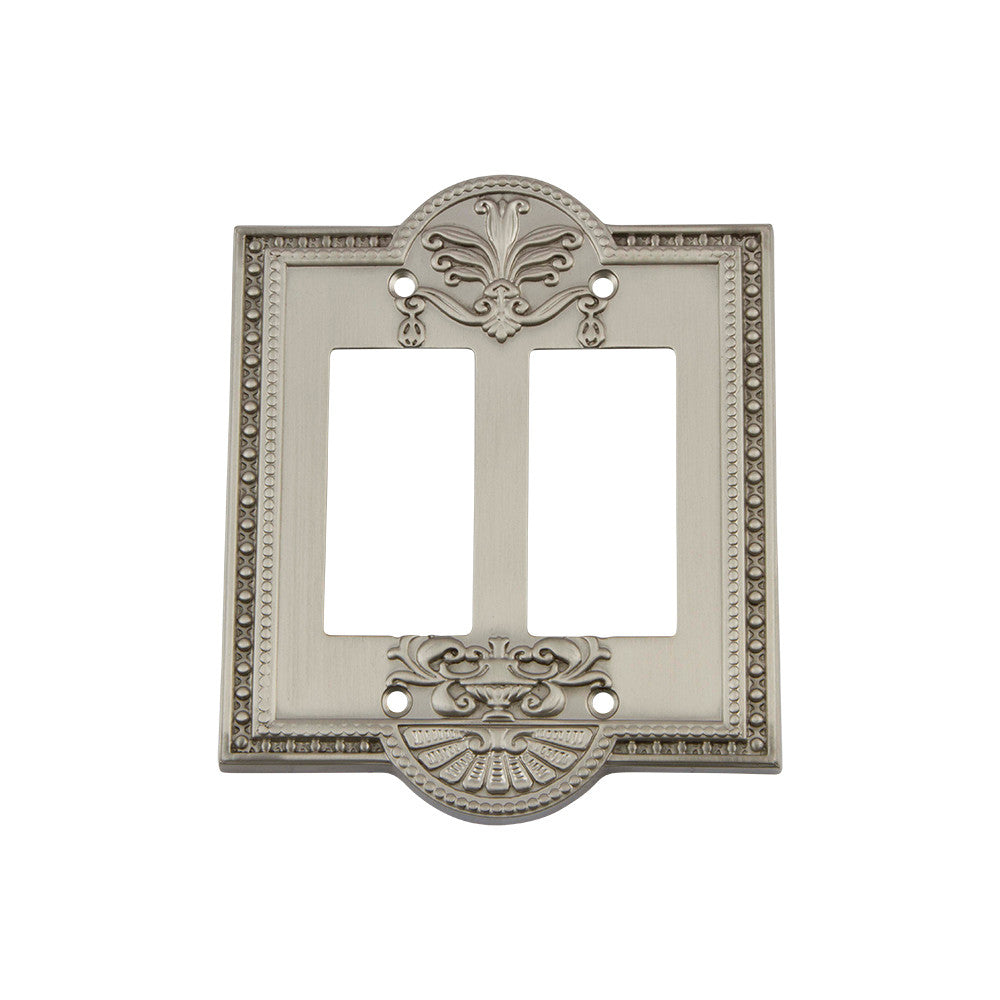 Nostalgic Warehouse 720002: Meadows Double Rocker Switchplate - Satin Nickel