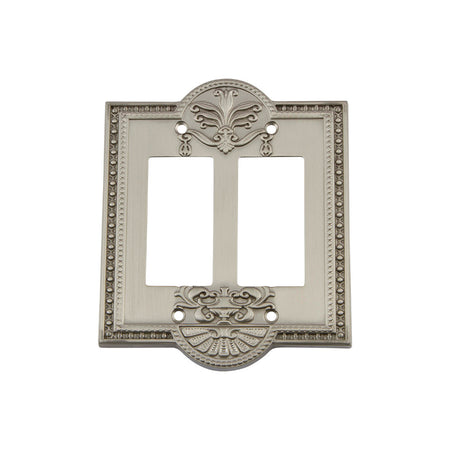 Nostalgic Warehouse 720002: Meadows Double Rocker Switchplate - Satin Nickel