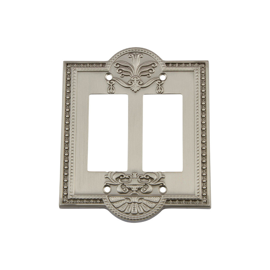 Nostalgic Warehouse 720002: Meadows Double Rocker Switchplate - Satin Nickel