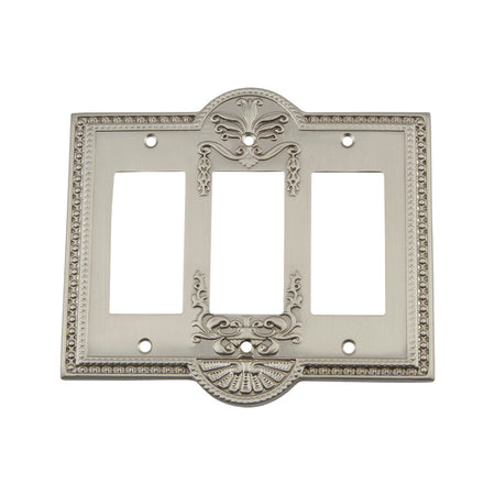 Nostalgic Warehouse 720003: Meadows Triple Rocker Switchplate - Satin Nickel
