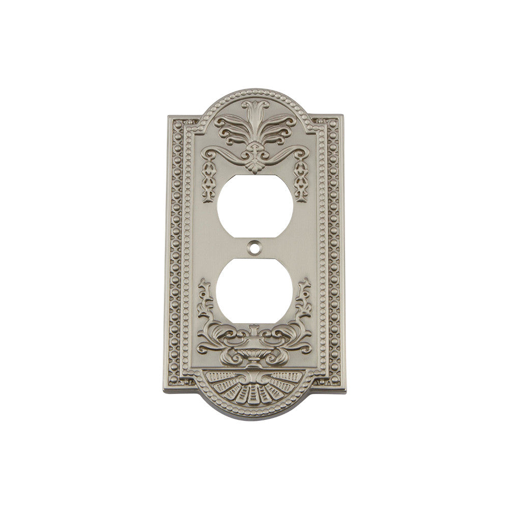 Nostalgic Warehouse 720004: Meadows Single Duplex Switchplate - Satin Nickel