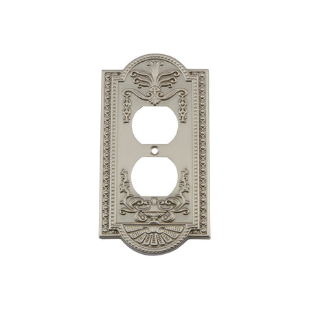 Nostalgic Warehouse 720004: Meadows Single Duplex Switchplate - Satin Nickel