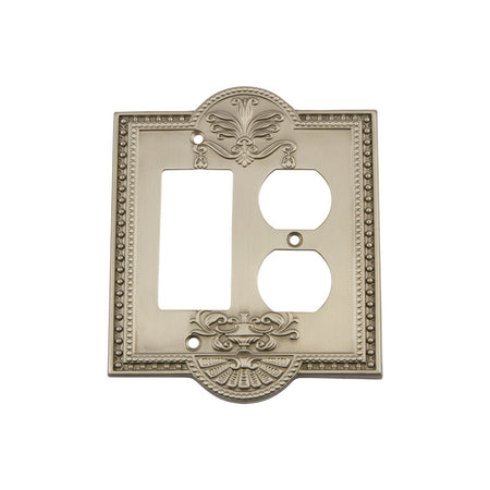 Nostalgic Warehouse 720008: Meadows Single Rocker/Single Duplex Combination Switchplate - Satin Nickel