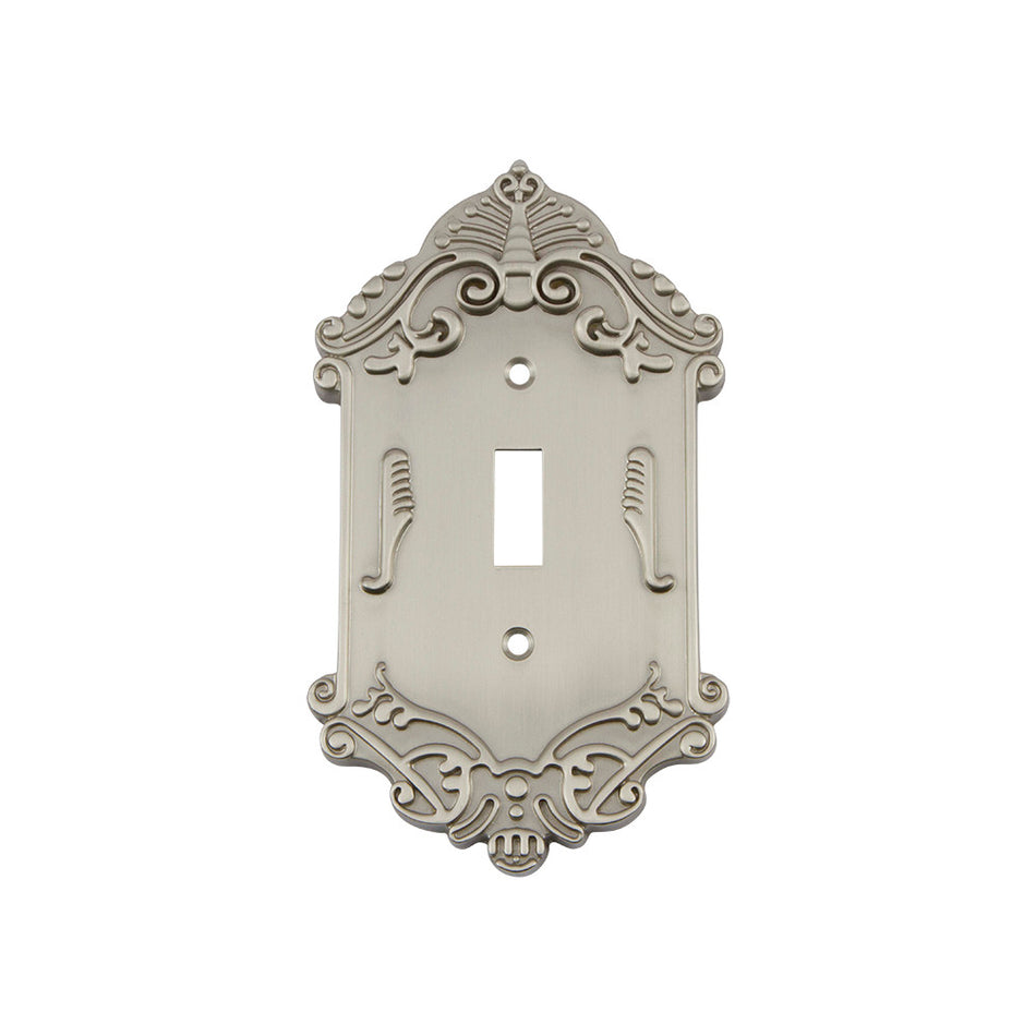 Nostalgic Warehouse 720010: Victorian Single Toggle Switchplate - Satin Nickel