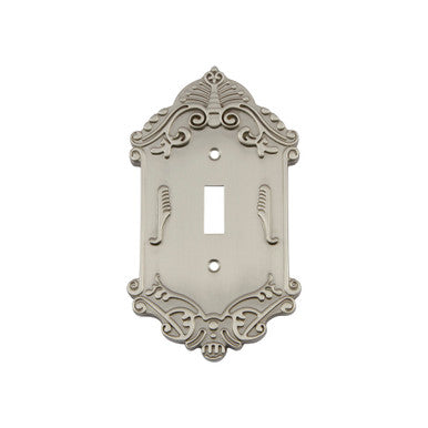 Nostalgic 720010: Victorian Single Toggle Switchplate - Satin Nickel