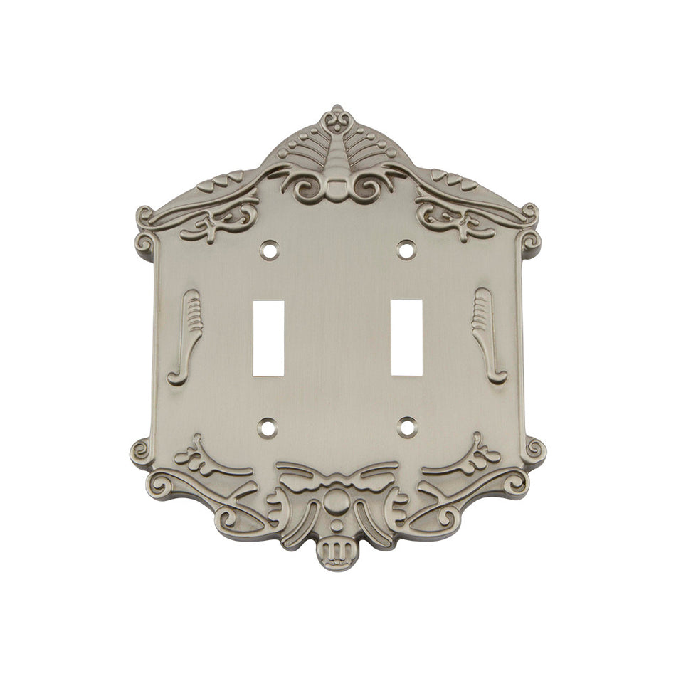 Nostalgic Warehouse 720011: Victorian Double Toggle Switchplate - Satin Nickel