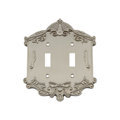 Nostalgic 720011: Victorian Double Toggle Switchplate - Satin Nickel