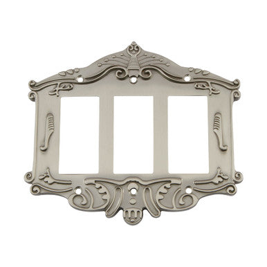 Nostalgic 720015: Victorian Triple Rocker Switchplate - Satin Nickel