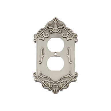 Nostalgic 720016: Victorian Single Duplex Switchplate - Satin Nickel