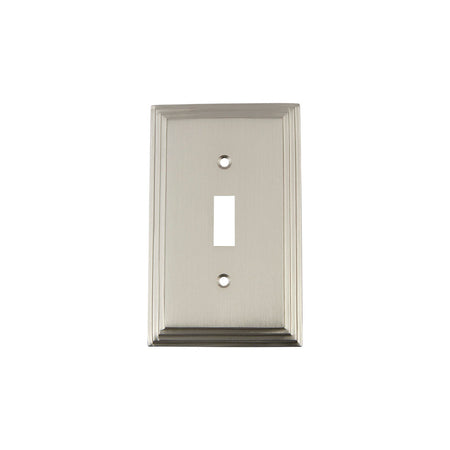 Nostalgic Warehouse 720022: Deco Single Toggle Switchplate - Satin Nickel