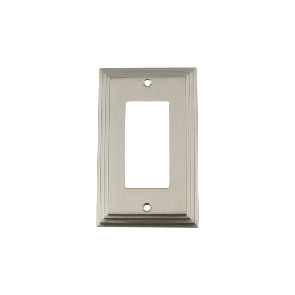 Nostalgic Warehouse 720025: Deco Single Rocker Switchplate - Satin Nickel