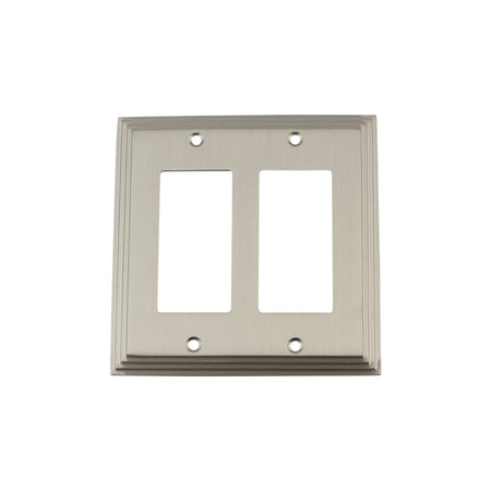 Nostalgic Warehouse 720026: Deco Double Rocker Switchplate - Satin Nickel