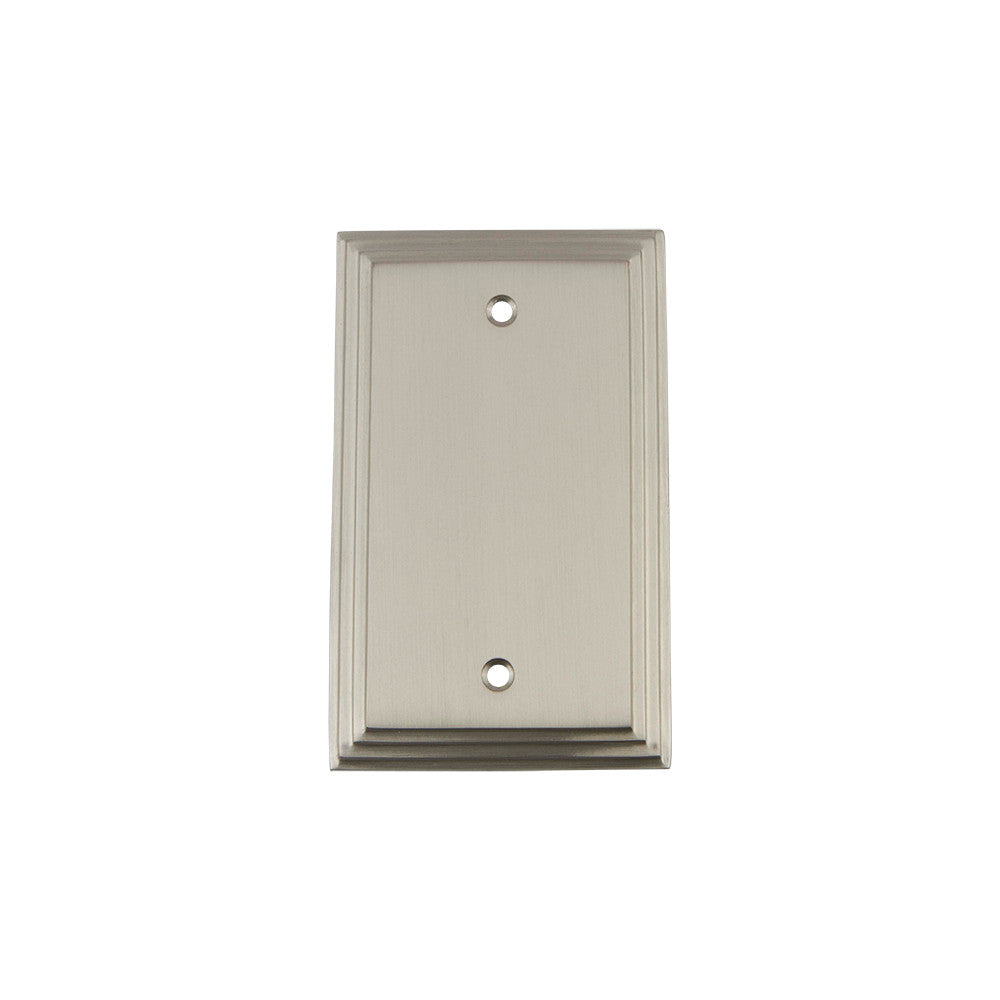 Nostalgic Warehouse 720033: Deco Single Blank Switchplate - Satin Nickel