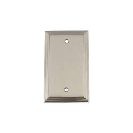 Nostalgic Warehouse 720033: Deco Single Blank Switchplate - Satin Nickel