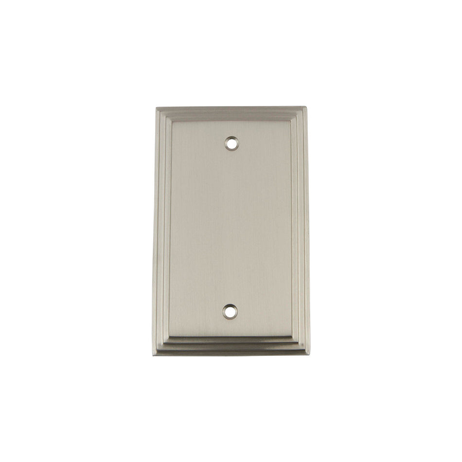 Nostalgic Warehouse 720033: Deco Single Blank Switchplate - Satin Nickel