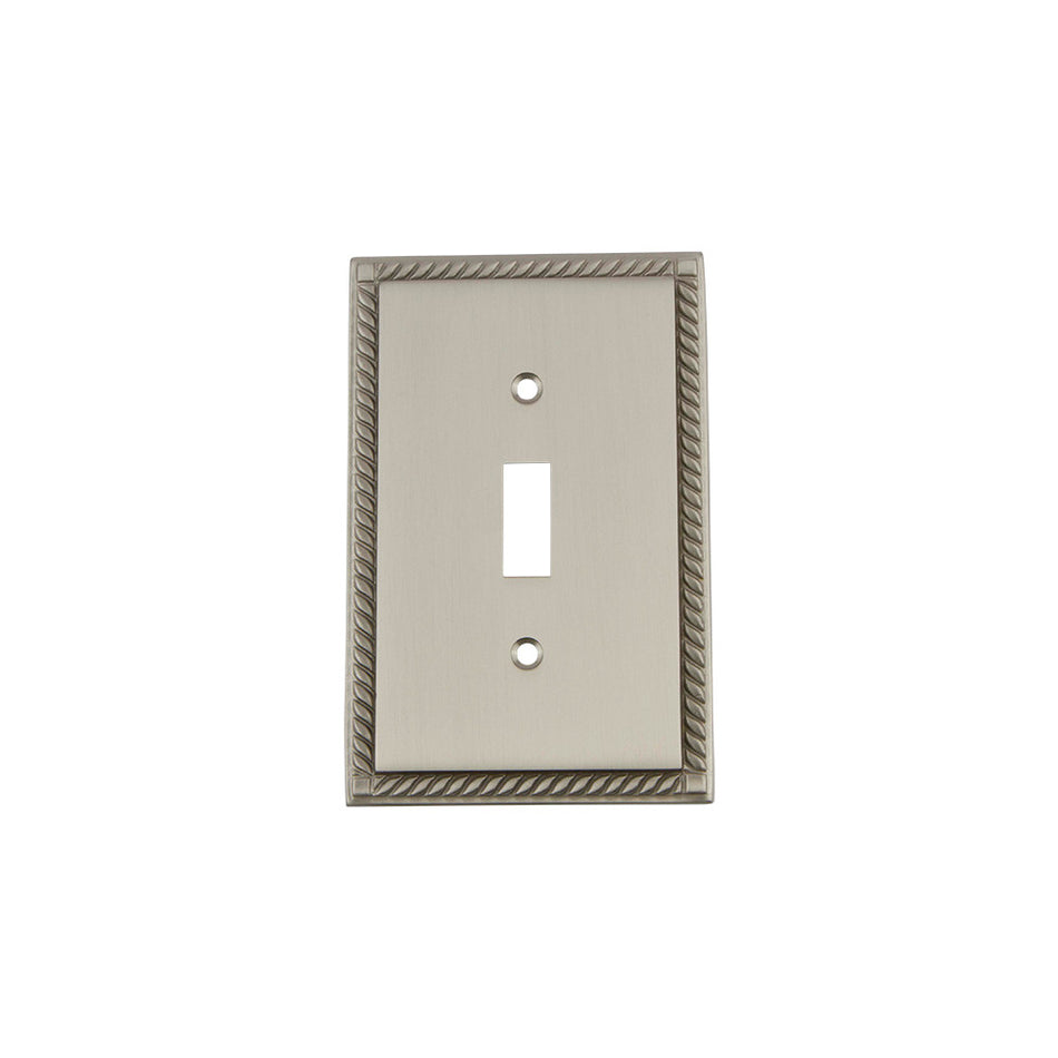 Nostalgic Warehouse 720034: Rope Single Toggle Switchplate - Satin Nickel