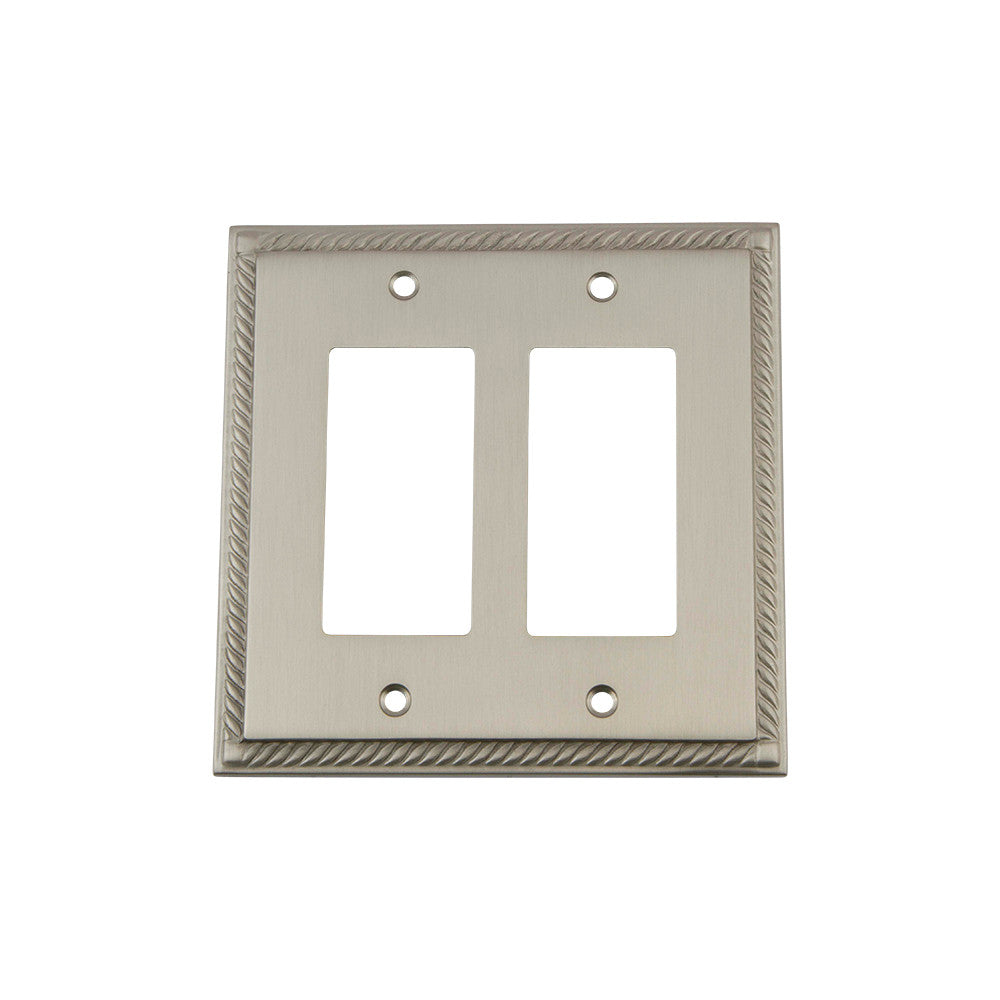 Nostalgic Warehouse 720038: Rope Double Rocker Switchplate - Satin Nickel