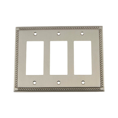 Nostalgic 720039: Rope Triple Rocker Switchplate - Satin Nickel