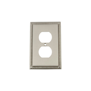 Nostalgic 720040: Rope Single Duplex Switchplate - Satin Nickel