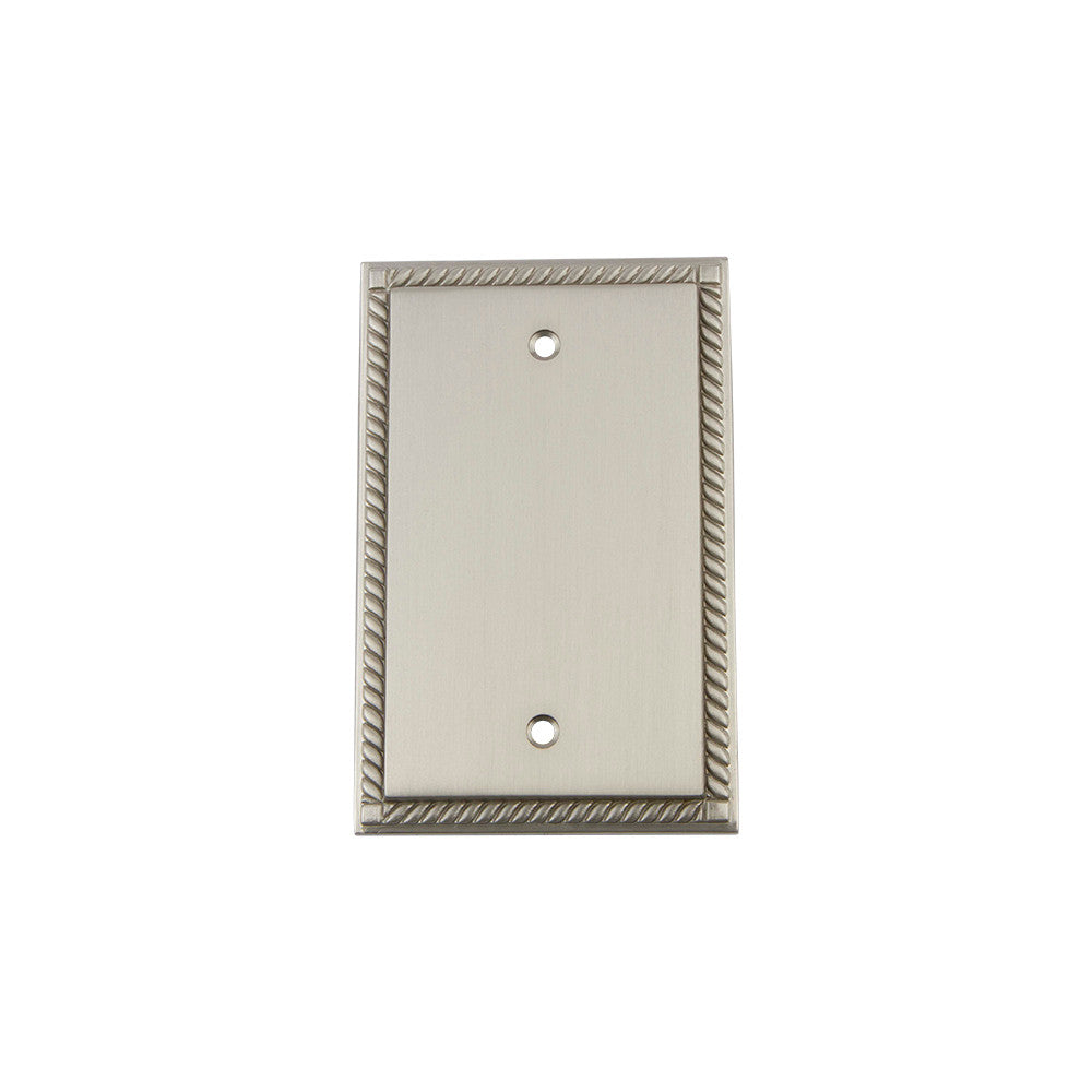 Nostalgic Warehouse 720045: Rope Single Blank Switchplate - Satin Nickel